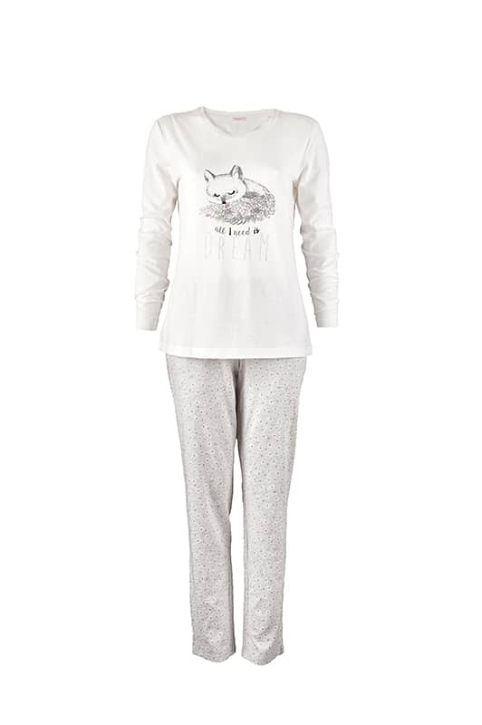 női pizsama LIN szürke fehér